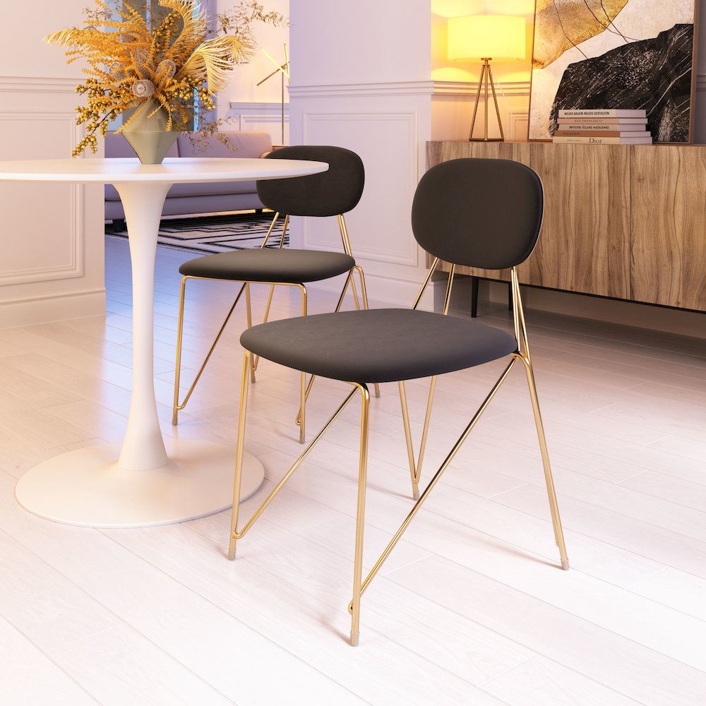 Georges Dining Chair (Set of 2) Gray & Gold. Picture 8