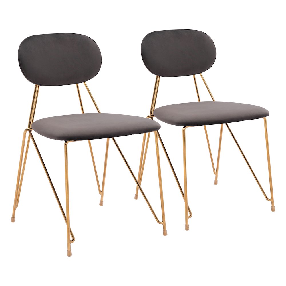 Georges Dining Chair (Set of 2) Gray & Gold. Picture 6