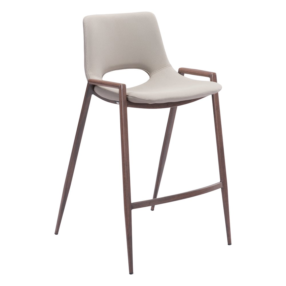 Desi Counter Stool (Set of 2) Beige & Walnut. Picture 7