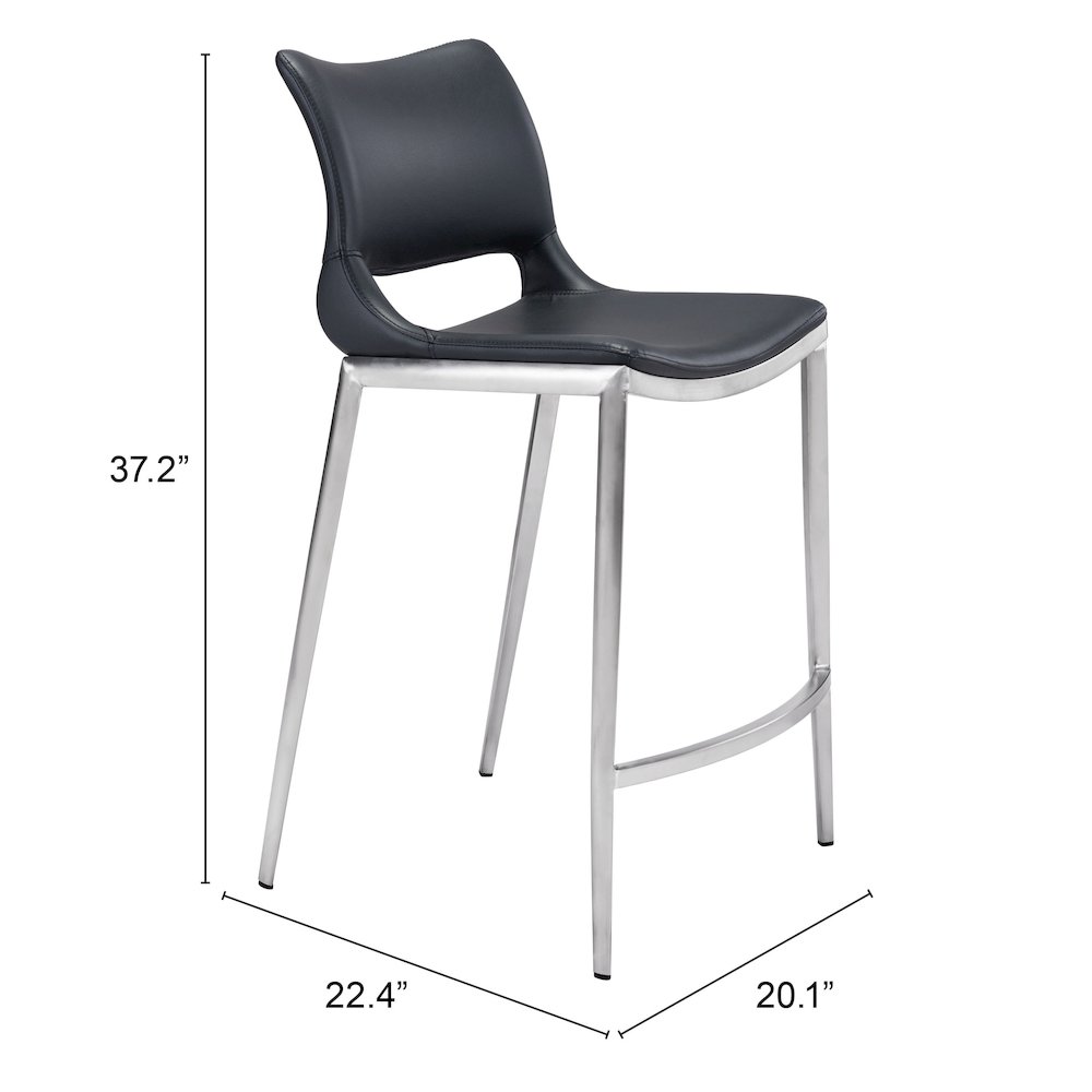 Ace Counter Stool (Set of 2) Black & Silver. Picture 7