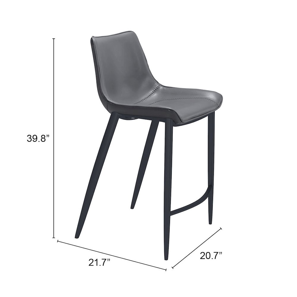 Magnus Counter Stool (Set of 2) Dark Gray & Black. Picture 7