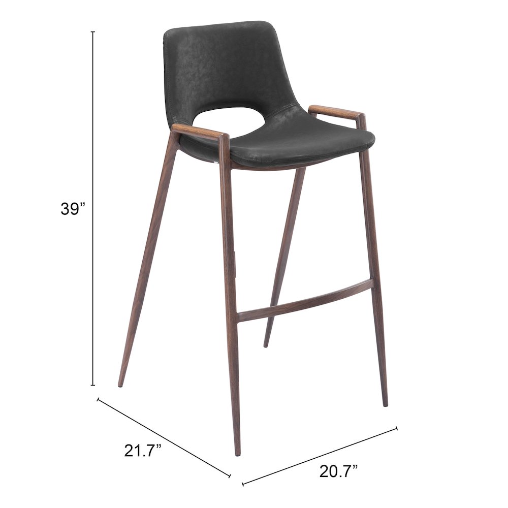 Desi Barstool (Set of 2) Black & Walnut. Picture 4