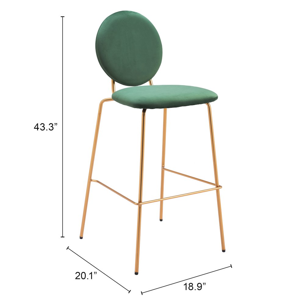 Odessa Barstool (Set of 2) Green & Gold. Picture 7