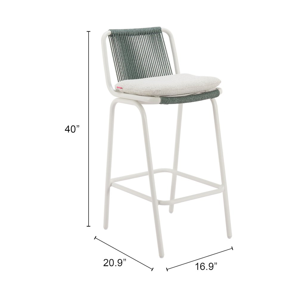 Luft Barstool (Set of 2) White & Green. Picture 7