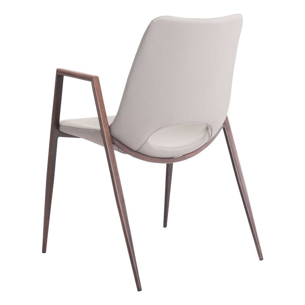 Desi Dining Chair (Set of 2) Beige & Walnut. Picture 5
