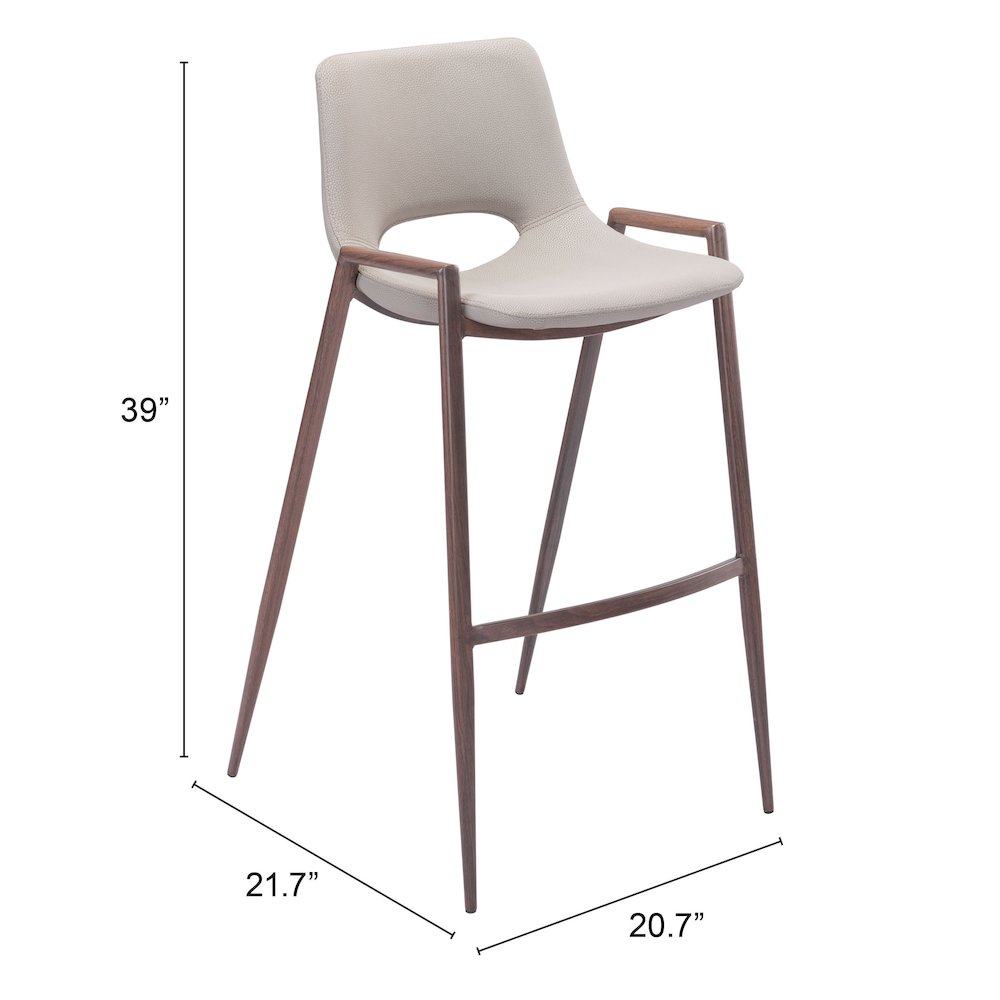 Desi Barstool (Set of 2) Beige & Walnut. Picture 7