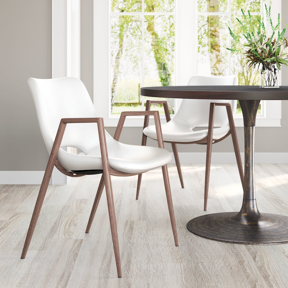 Desi Dining Chair (Set of 2) White & Walnut. Picture 8