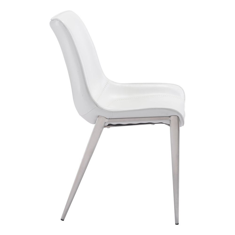 Magnus Dining Chair (Set of 2) White & Silver. Picture 2