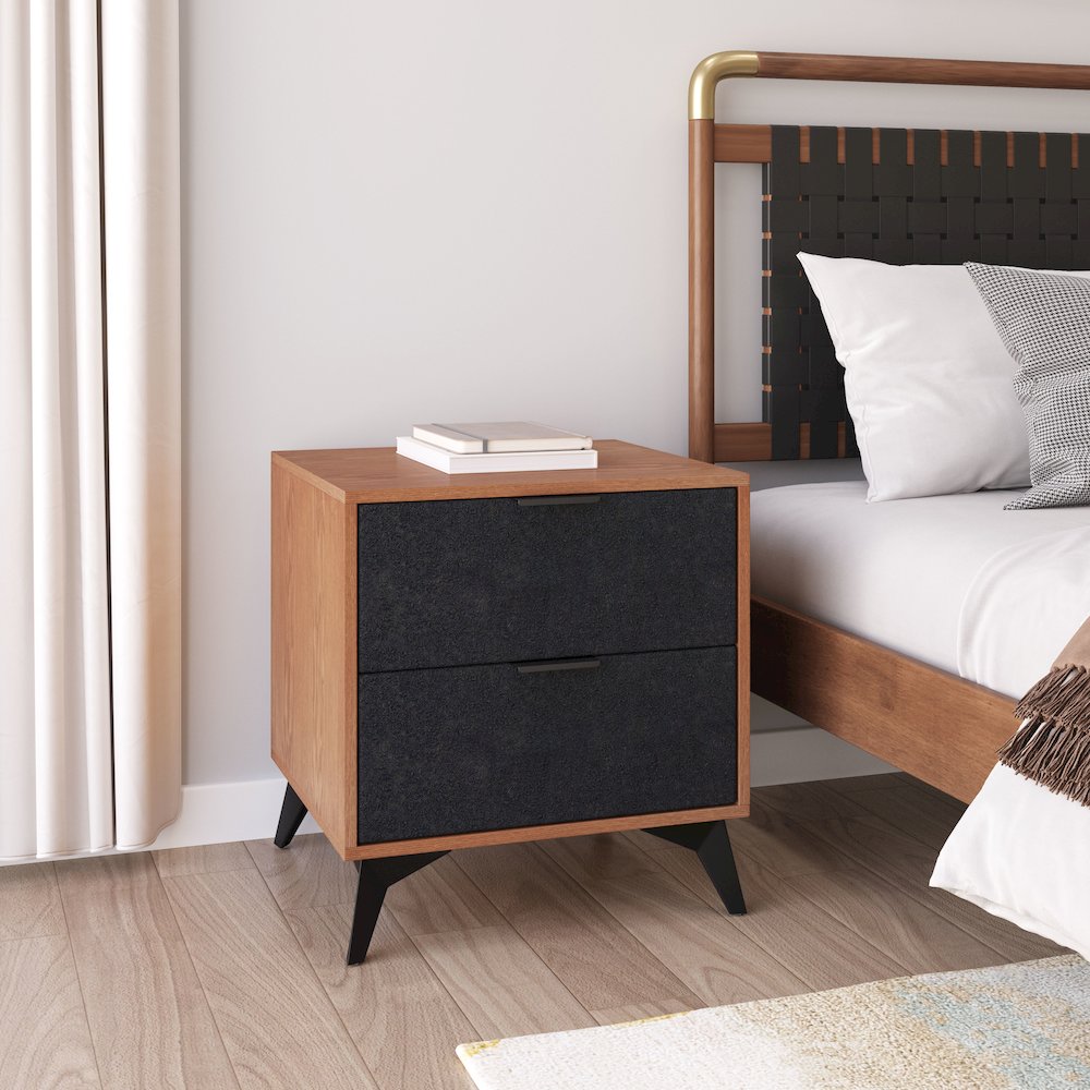 Zarif Nightstand Black & Walnut. Picture 8