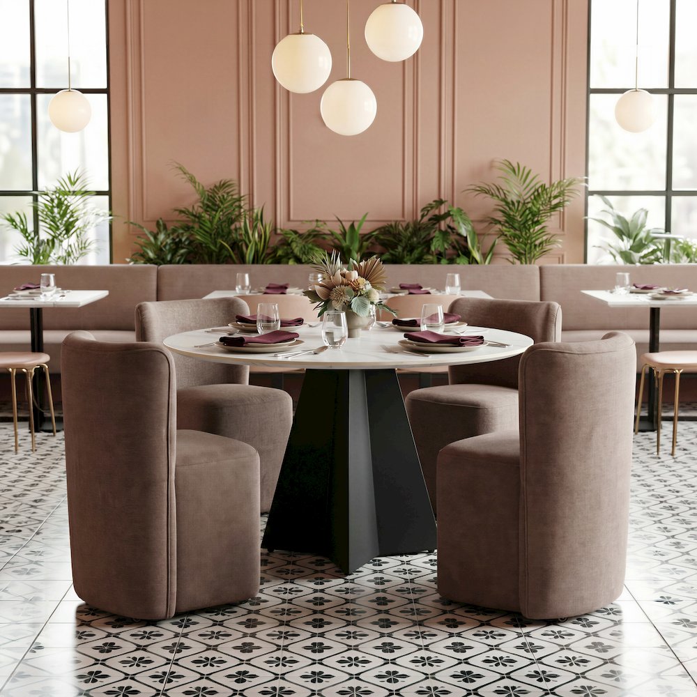 Bambun Dining Chair with Wheels Taupe. Picture 7