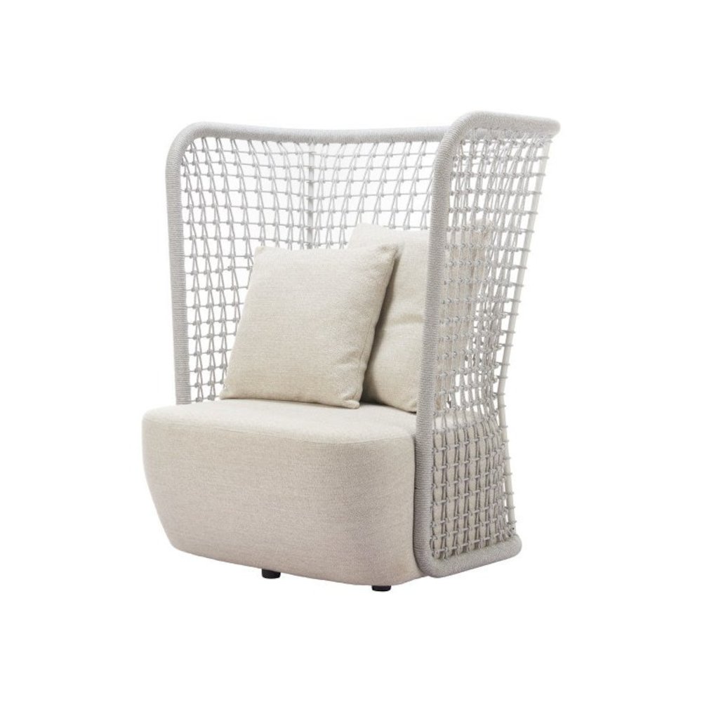 Beige Outdoor Club Seating, Wide Cushioned Patio Lounge With Backrest. Picture 4