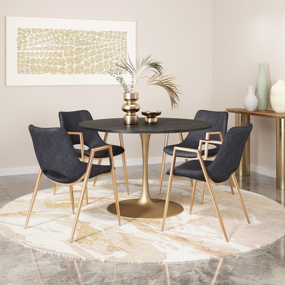 Desi Dining Chair (Set of 2) Black & Gold. Picture 9