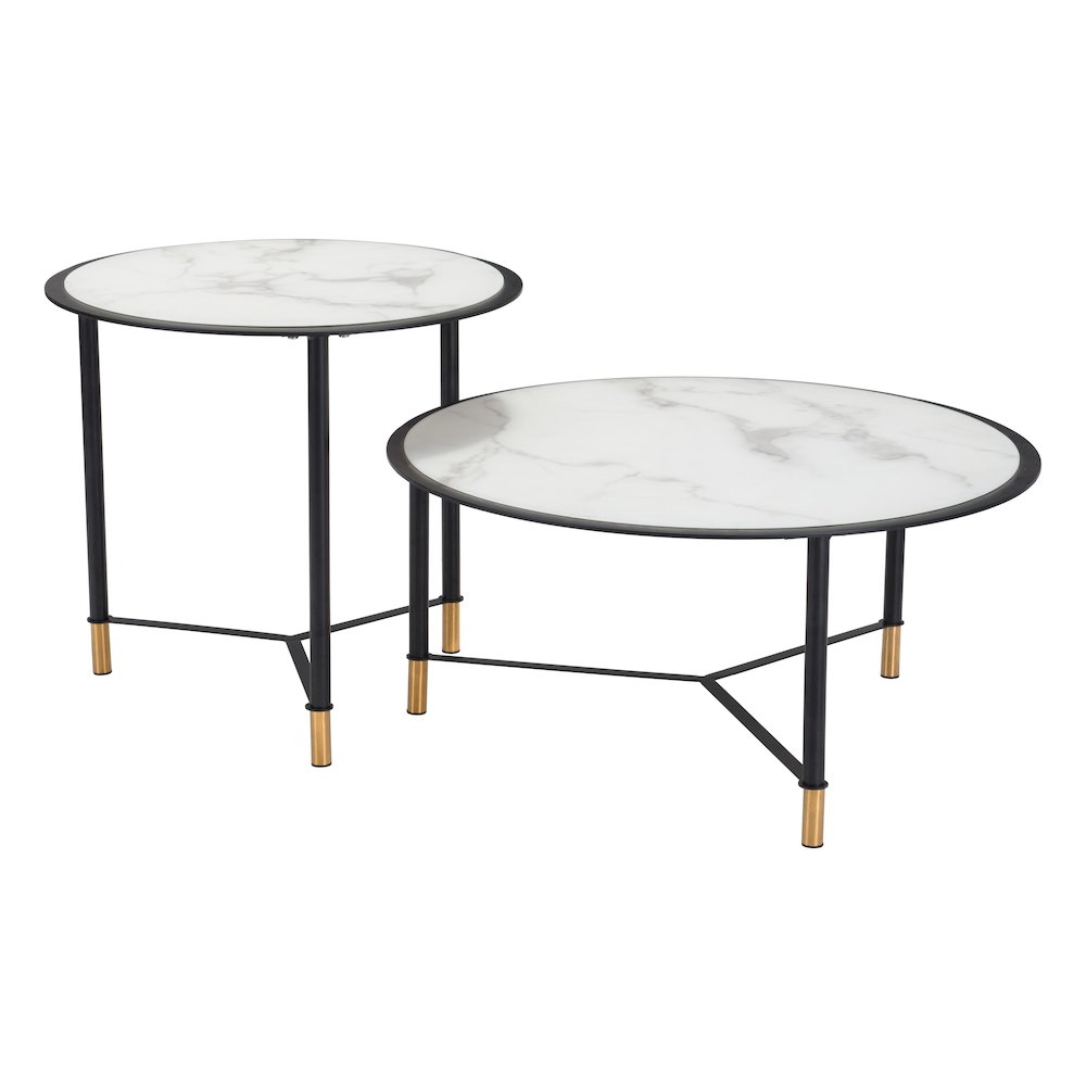 Davis Coffee Table Set (2-Piece) White & Black. Picture 4