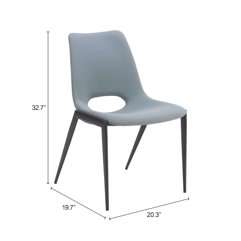 Desi Armless Dining Chair (Set of 2) Azure Gray. Picture 10
