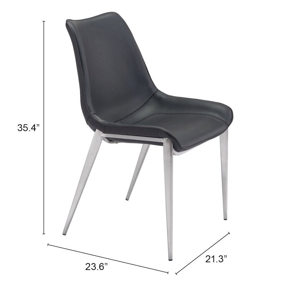 Magnus Dining Chair (Set of 2) Black & Silver. Picture 7