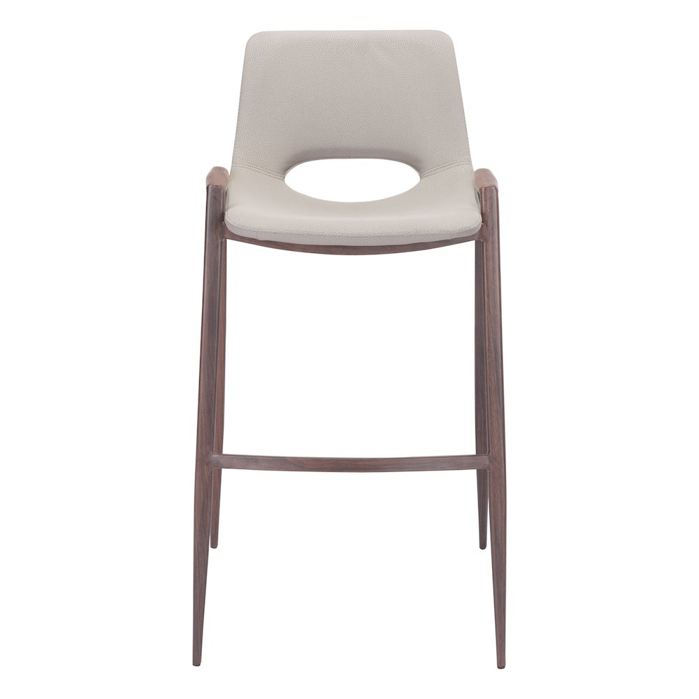 Desi Barstool (Set of 2) Beige & Walnut. Picture 3