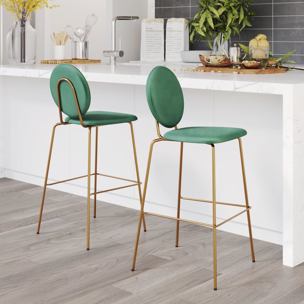 Odessa Barstool (Set of 2) Green & Gold. Picture 9