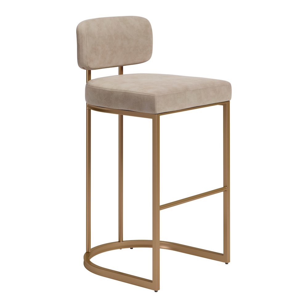 Velar Barstool (Set of 2) Beige & Bronze. Picture 1