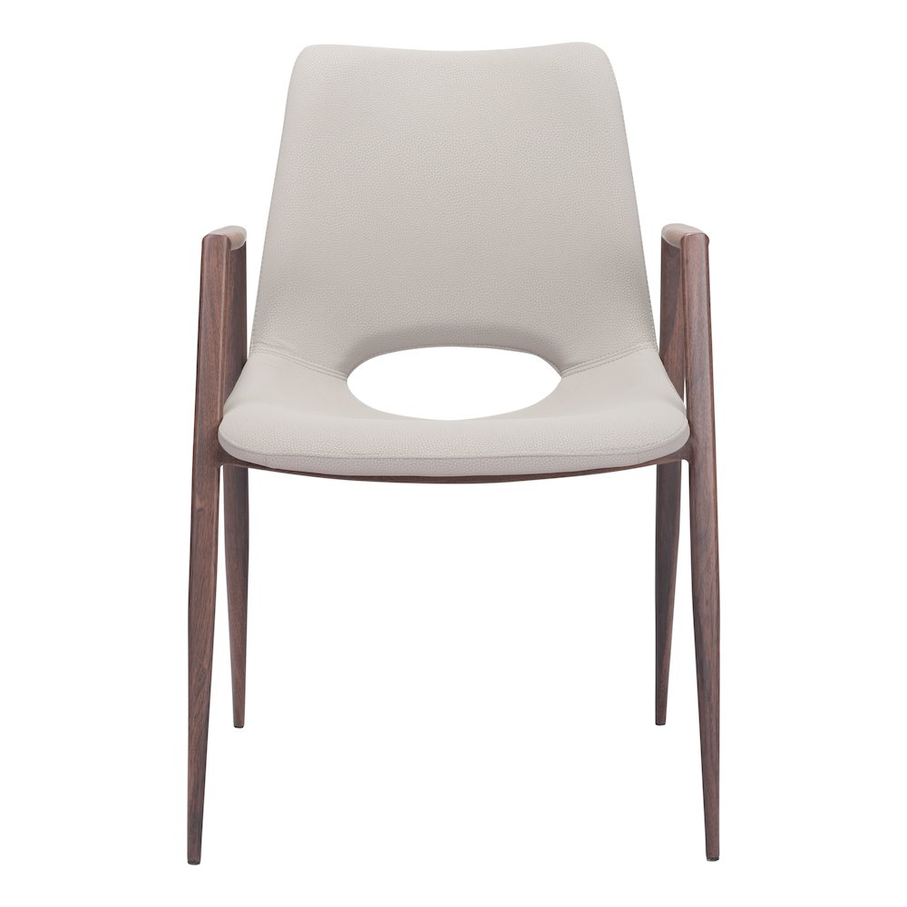Desi Dining Chair (Set of 2) Beige & Walnut. Picture 3