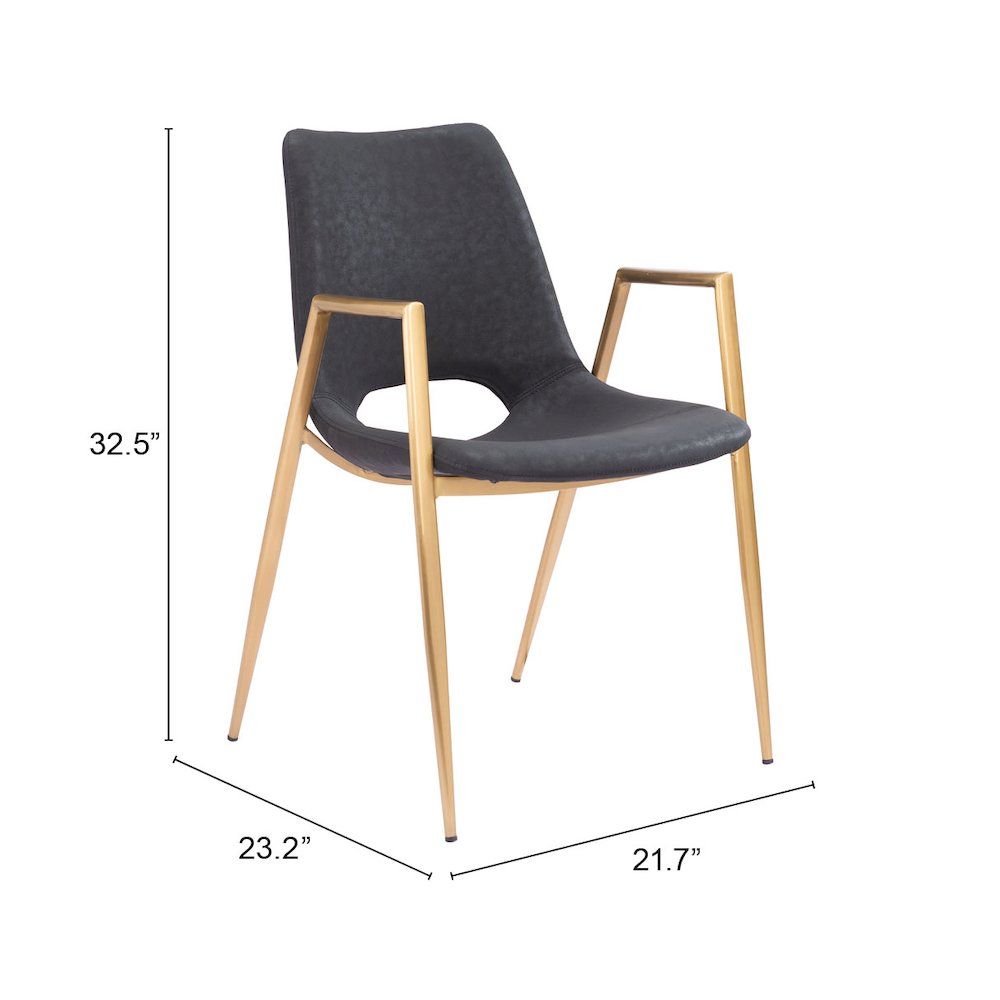 Desi Dining Chair (Set of 2) Black & Gold. Picture 7