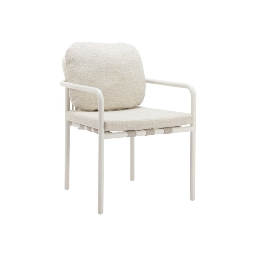 Beige Outdoor Dining Chair, Modern Aluminum Chair for Patio Seating. Picture 1