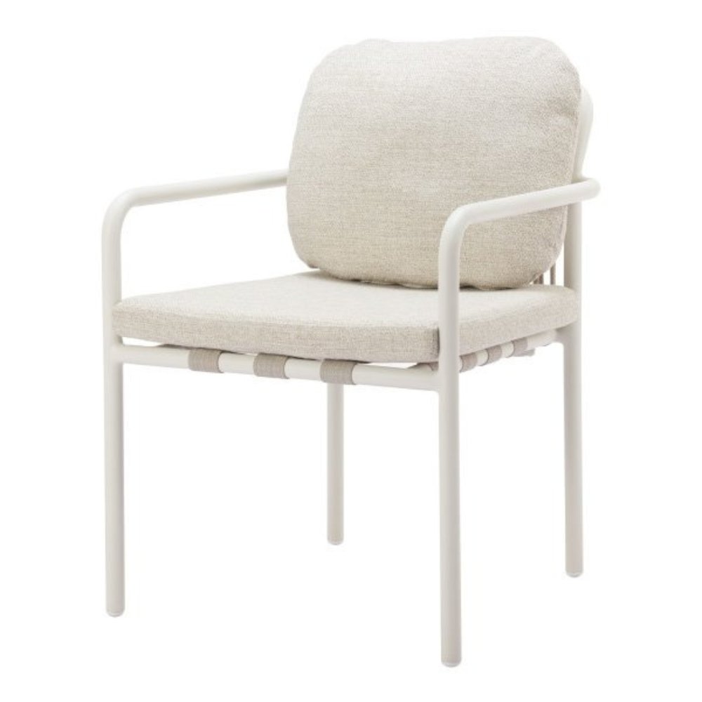 Beige Outdoor Dining Chair, Modern Aluminum Chair for Patio Seating. Picture 4