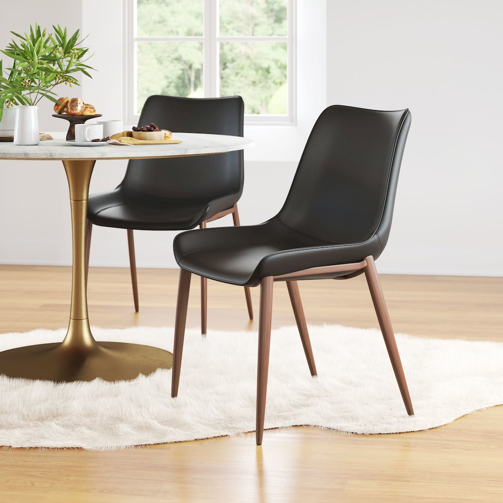 Magnus Dining Chair (Set of 2) Black & Walnut. Picture 8