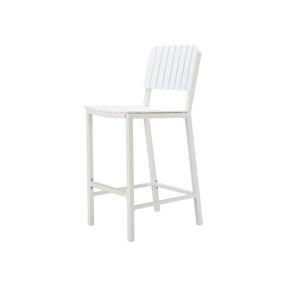 White Outdoor Bar Stool, Tall Aluminum Patio Stool for Outdoor Seating. Picture 4