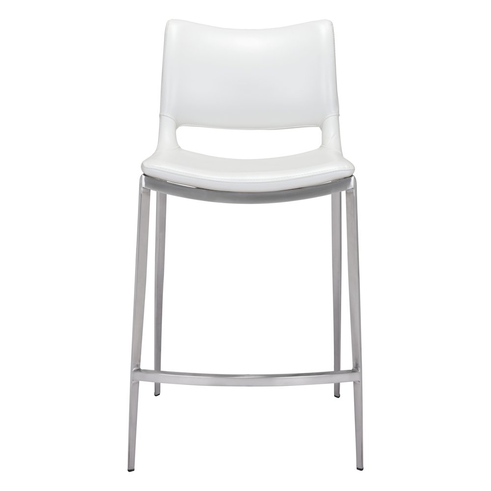 Ace Counter Stool (Set of 2) White & Silver. Picture 3