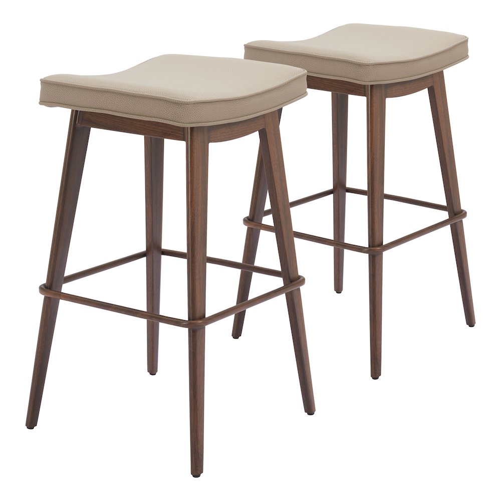 Divat Counter Stool (Set of 2) Beige & Walnut. Picture 6