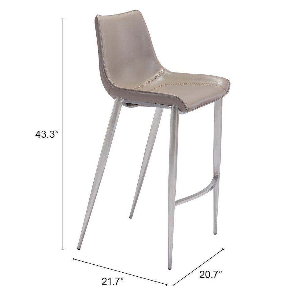 Magnus Barstool (Set of 2) Brown & Silver. Picture 7