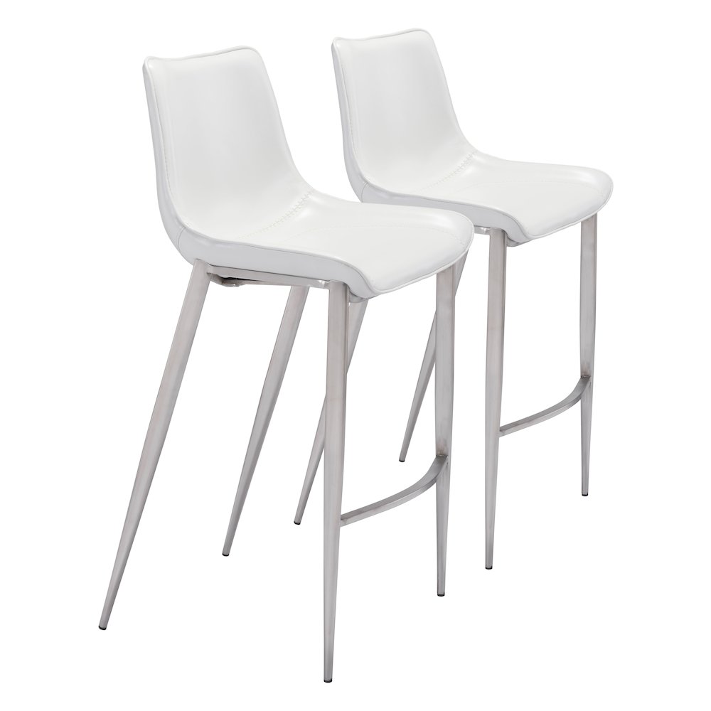 Magnus Barstool (Set of 2) White & Silver. Picture 6