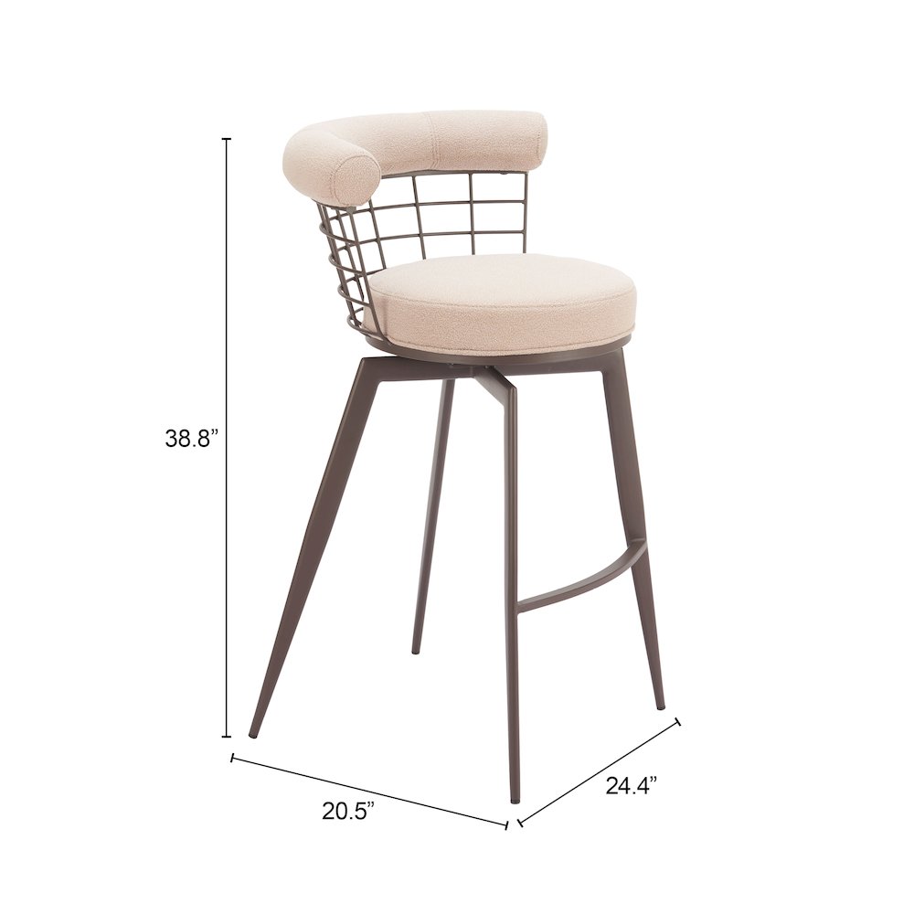 Saku Swivel Barstool Beige & Brown. Picture 11
