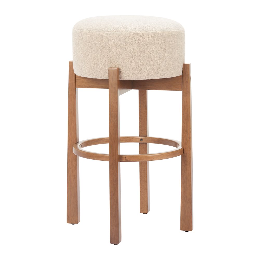 Nade Barstool (Set of 2) Beige & Walnut. Picture 4