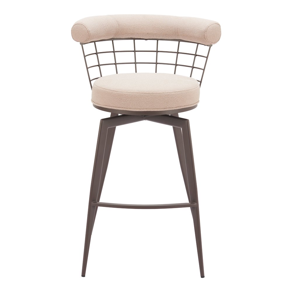 Saku Swivel Barstool Beige & Brown. Picture 6