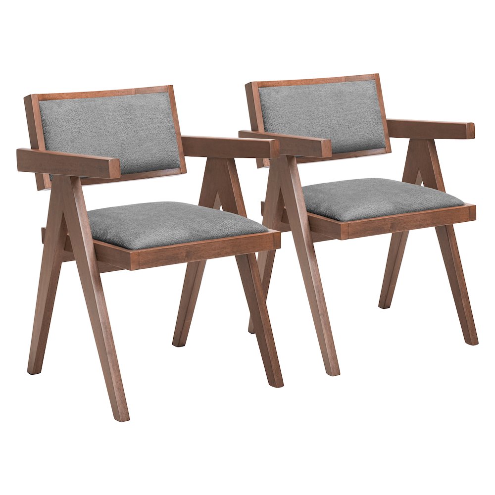 Delhi Dining Chair (Set of 2) Gray & Walnut. Picture 6