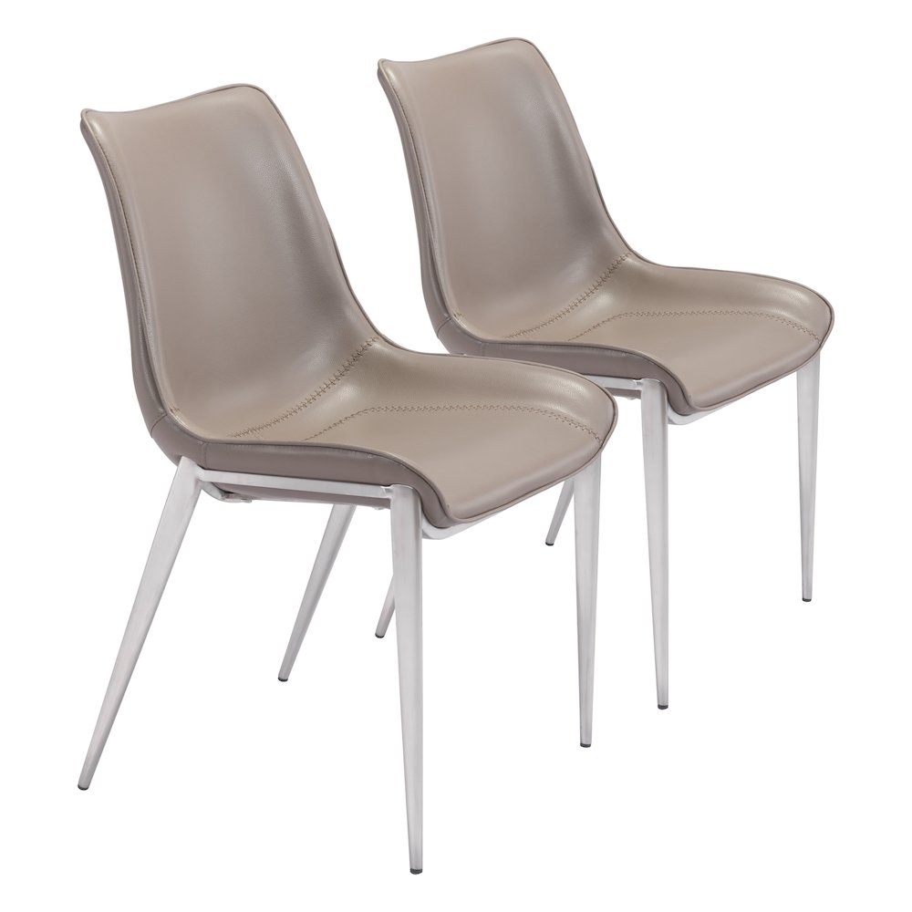 Magnus Dining Chair (Set of 2) Brown & Silver. Picture 6