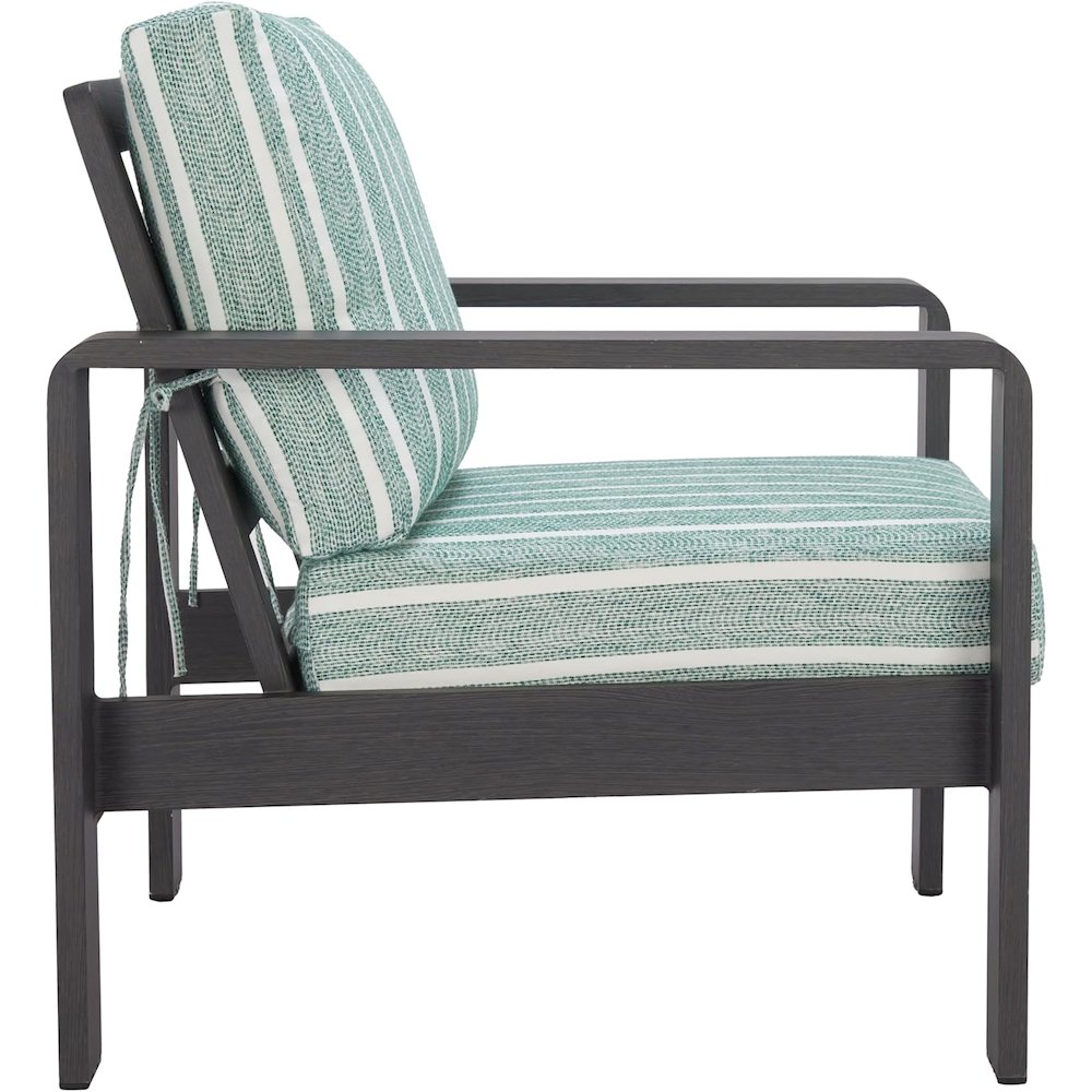 Green Aluminum Outdoor Chair, Modern Patio Seating for Garden or Deck. Picture 5