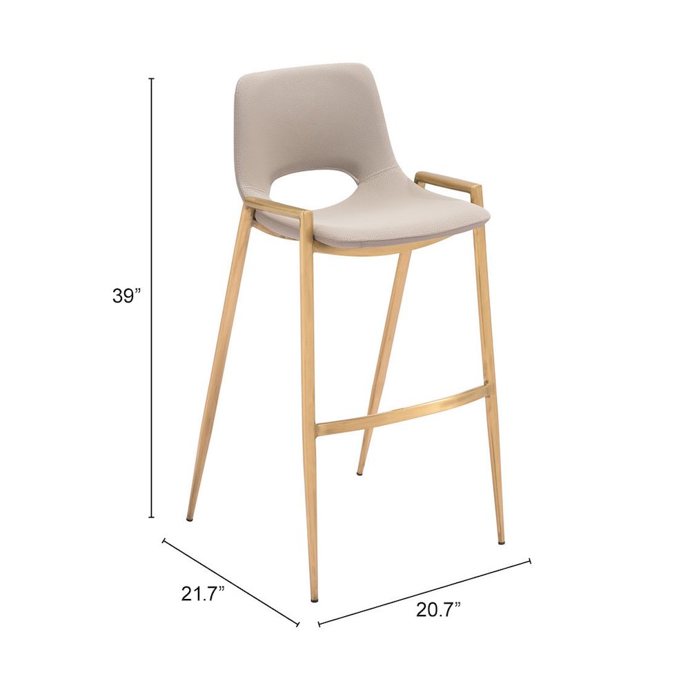 Desi Barstool (Set of 2) Beige & Gold. Picture 7