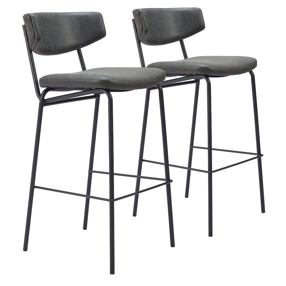 Charon Barstool (Set of 2) Vintage Black. Picture 6