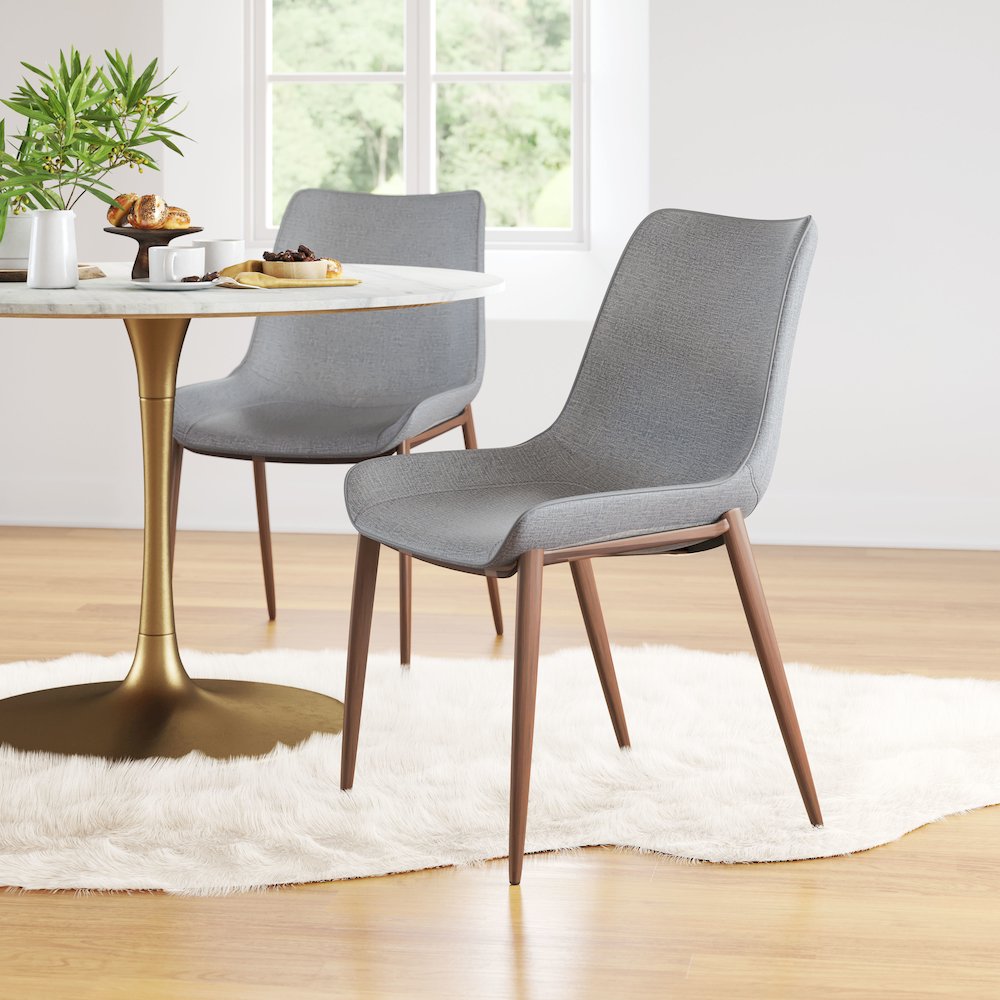 Magnus Dining Chair (Set of 2) Slate Gray & Walnut. Picture 8