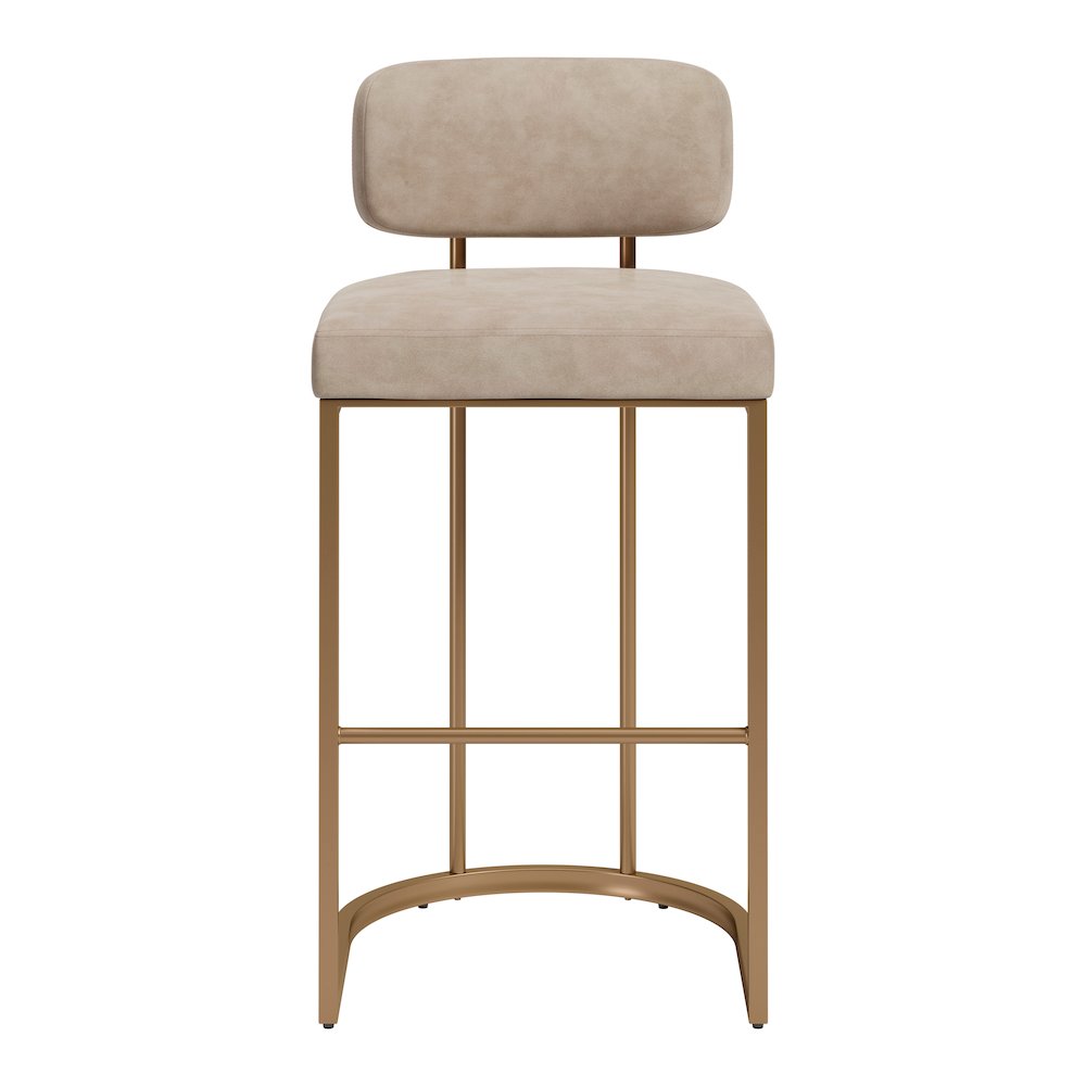 Velar Barstool (Set of 2) Beige & Bronze. Picture 4