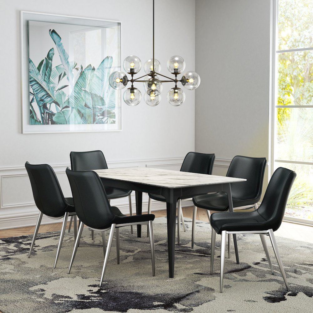 Magnus Dining Chair (Set of 2) Black & Silver. Picture 9