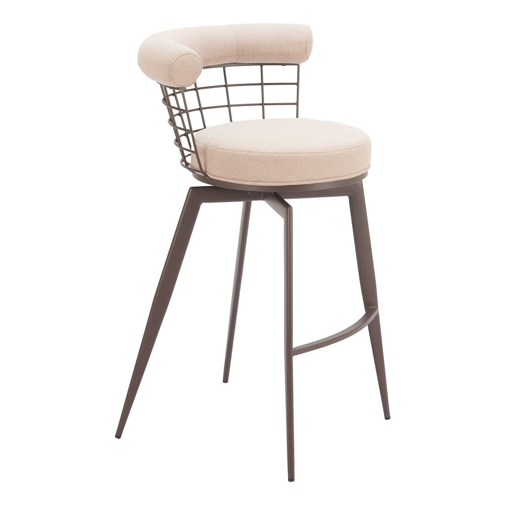 Saku Swivel Barstool Beige & Brown. Picture 1
