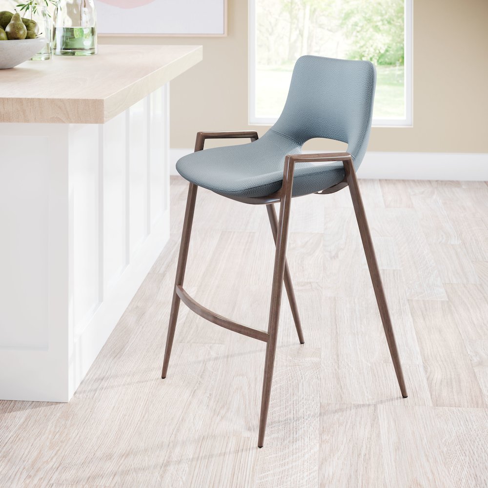 Desi Counter Stool (Set of 2) Azure Gray & Walnut. Picture 8
