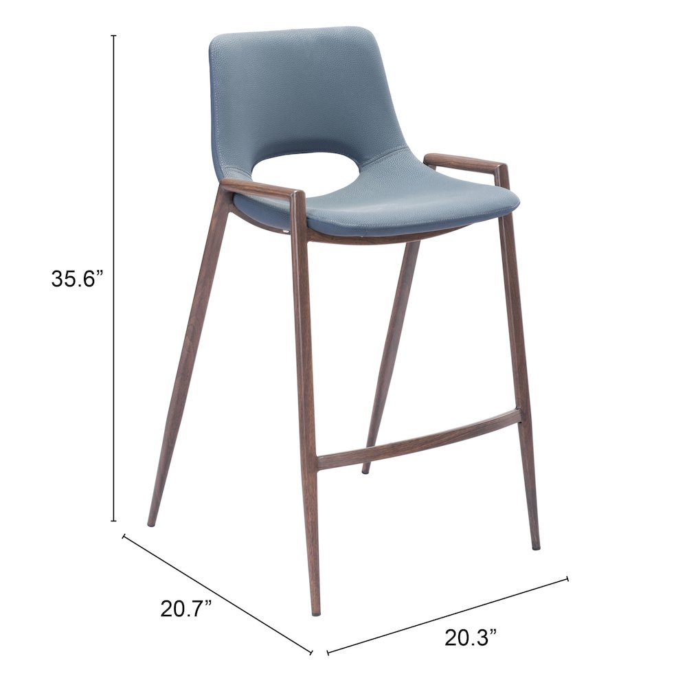 Desi Counter Stool (Set of 2) Azure Gray & Walnut. Picture 7