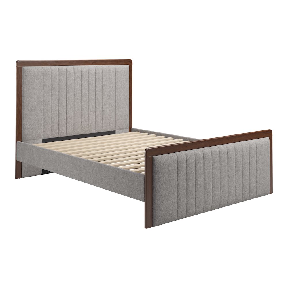 Somune Queen Bed Gray & Walnut. Picture 1
