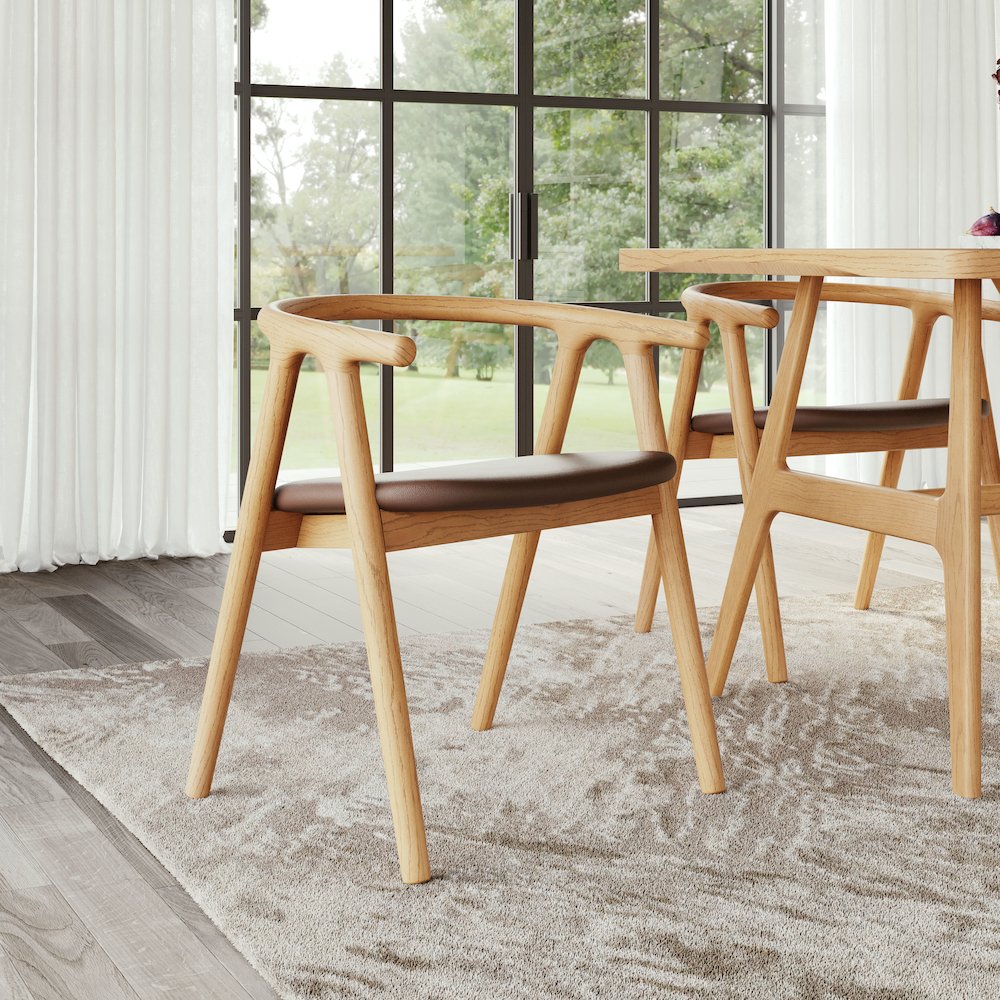 Peker Dining Chair (Set of 2) Brown & Natural. Picture 8