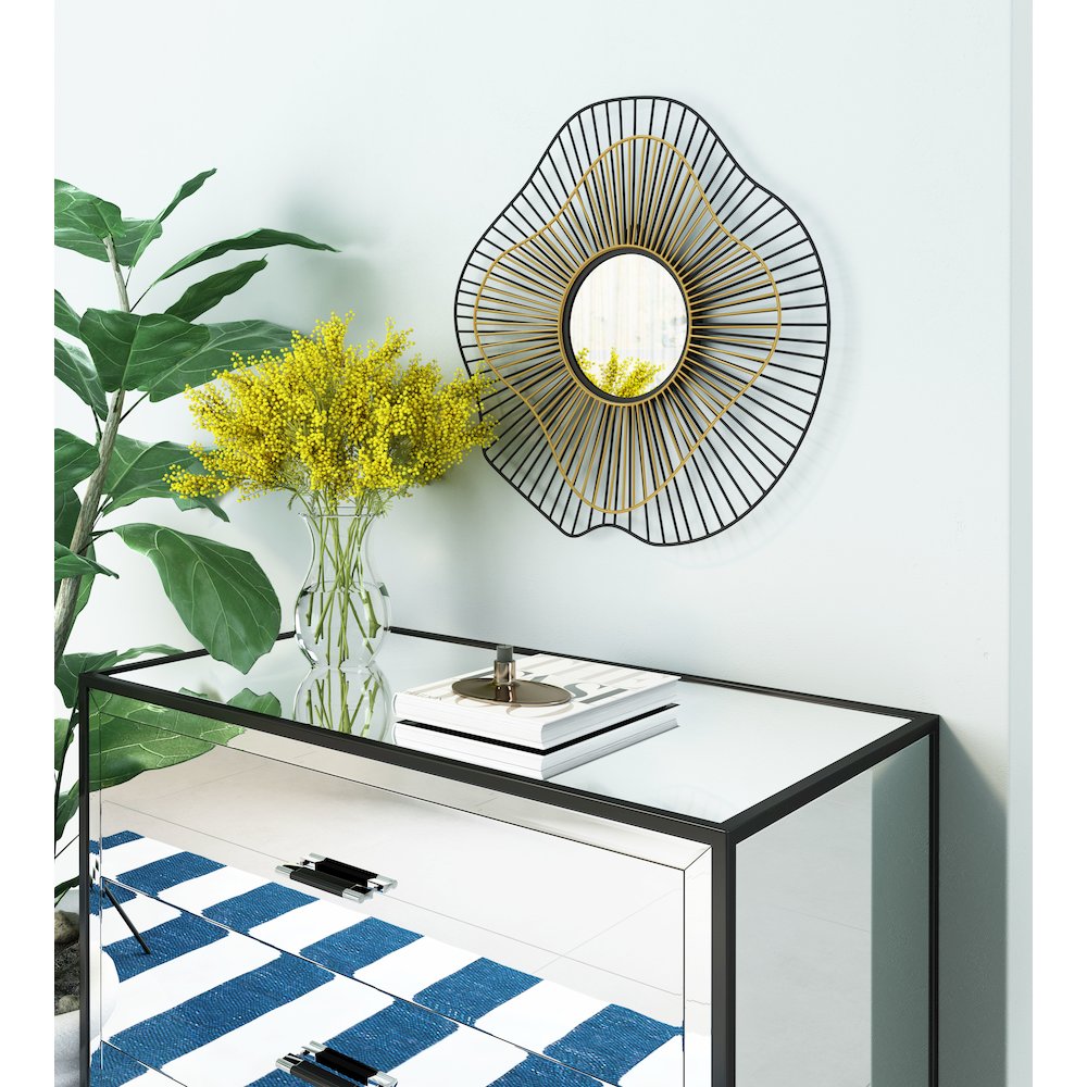 Comet Round Mirror Black & Gold. Picture 6