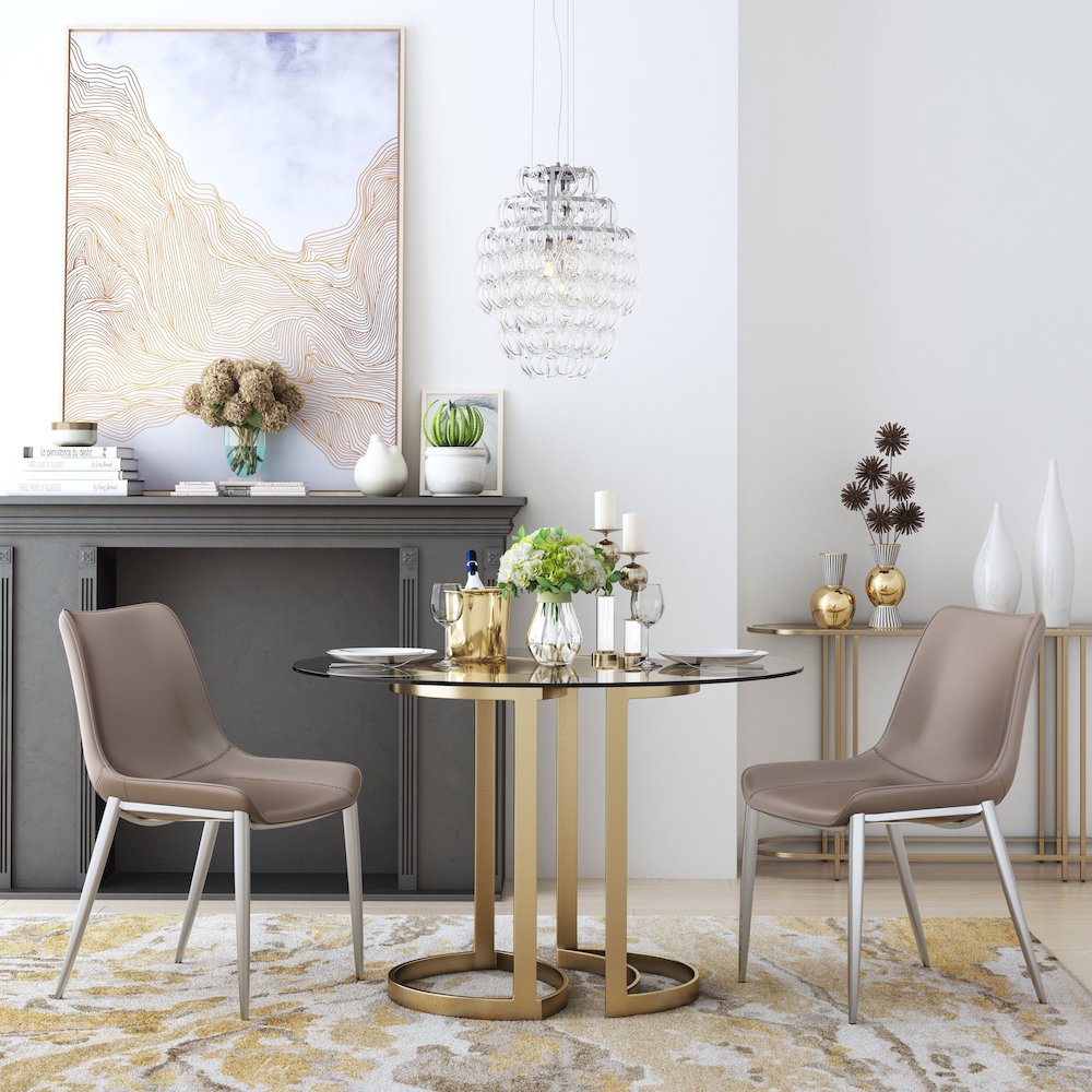 Magnus Dining Chair (Set of 2) Brown & Silver. Picture 8
